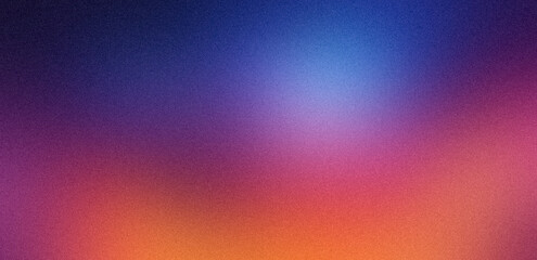 Orange purple blue gradient background grainy glowing blue light on dark backdrop noise texture effect banner header design, poster, banner, cover, copy space