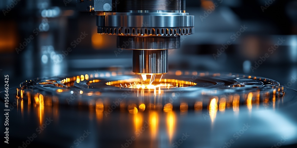 Poster advanced cnc machine in industrial workshop crafting precision metal components : generative ai