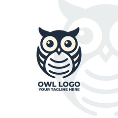 a minimalist flat logo featuring an owl