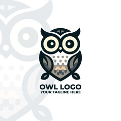 a minimalist flat logo featuring an owl