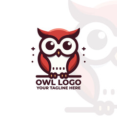 a minimalist flat logo featuring an owl