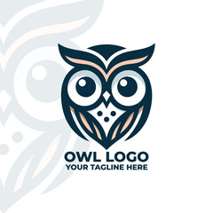 a minimalist flat logo featuring an owl