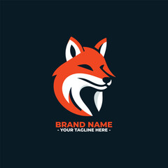a flat logo of a fox with sharp,