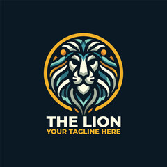a minimalist flat logo of Lion head