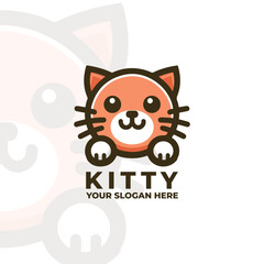 a flat logo of a playful cat