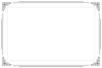 Elements of ornate vintage frames. Border black on white classic calligraphy swirls, floral motifs. Design print for greeting cards, wedding invitations, restaurant menu, royal certificates. Set 385