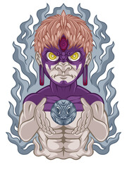 Ilustration Jiji mode Evil eye anime dandadan aura