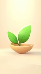 Minimalistic plant design in soft pastel colors for tranquility and calmness