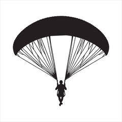 Man Paragliding silhouette on white background

