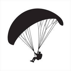 Man Paragliding silhouette on white background
