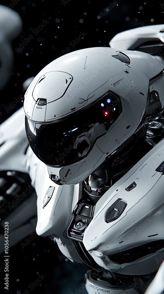 Poster futuristic robot in space with sleek design and advanced technology
