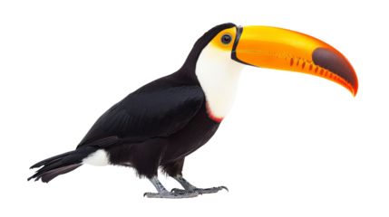 High-Quality PNG Toucan toco bird, colored bird with big beak Isolated on White Background – High Resolution