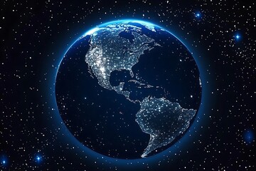 Obraz premium Earth at Night with City Lights and Stars.