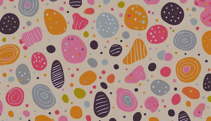 Vibrant Abstract Shapes, Joyful Hues, Seamless Pattern