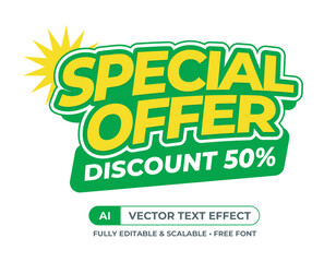 editable text effect special offer green yellow