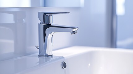 Sleek and Stylish Chrome Bathroom Faucet with Contemporary Design : Generative AI