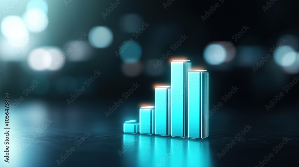 Poster stylish bar graph on a blurred background representing growth and progress in business.