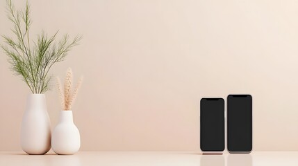 Modern minimalist smartphone display in tranquil setting