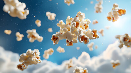 Floating popcorn pieces in zero gravity a cosmic snack adventure in outer space