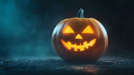 Spooky jack-o'-lantern glows in the dark