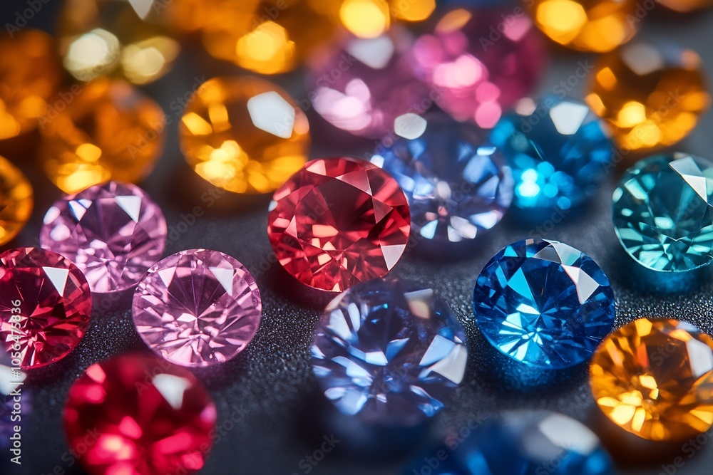 Aufkleber Colorful assortment of gemstones creating a radiant and shiny collection : Generative AI