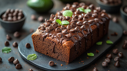 Chocolate Chip Bread with Fresh Mint Leaves