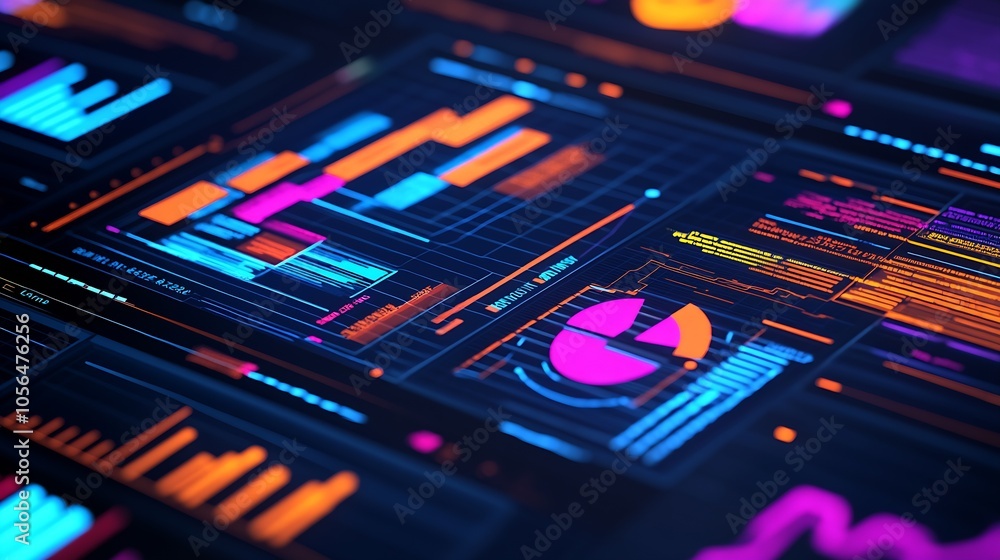 Fototapete Dynamic Data Visualization with Interactive Charts and Graphs : Generative AI