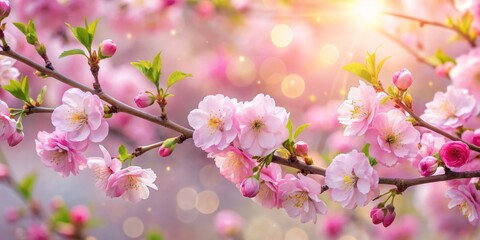 Delicate Pink Blossoms in a Sun-Kissed Springtime Glow