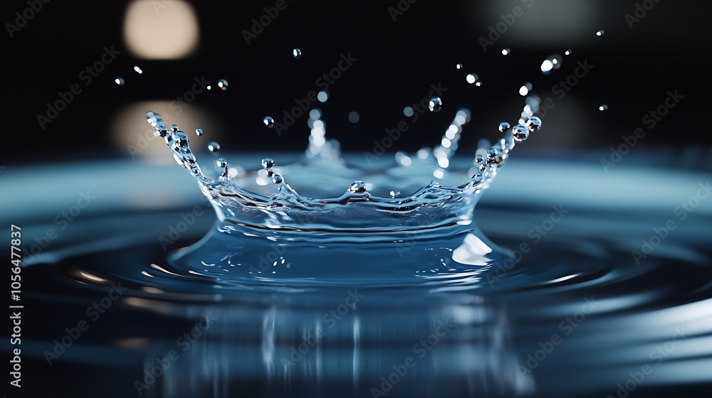 Poster high-speed photography of water splash creating stunning ripples : generative ai