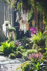 Obraz premium Rear view of botanical setup blending with interior design elements