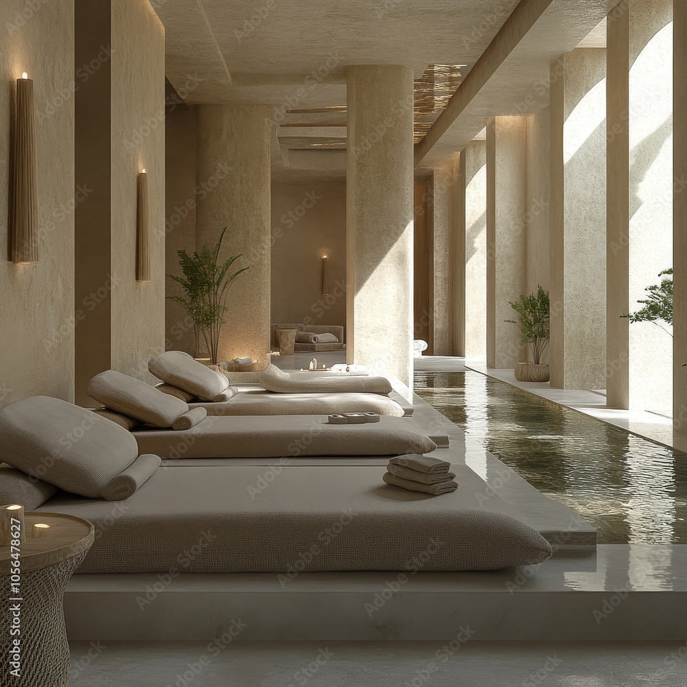 Poster relaxing spa environment featuring a harmonious pattern.