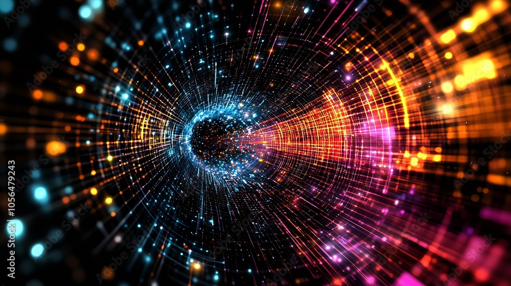 Aufkleber dynamic lights in intergalactic tunnel illustrating speed and movement for sci-fi background : gener