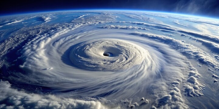 Eye of the Storm Aerial View of a Hurricane Over Earth's Atmosphere