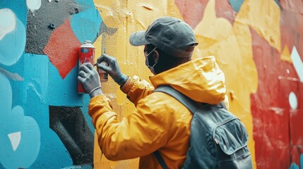 Fototapeta premium Street Artist Painting a Mural