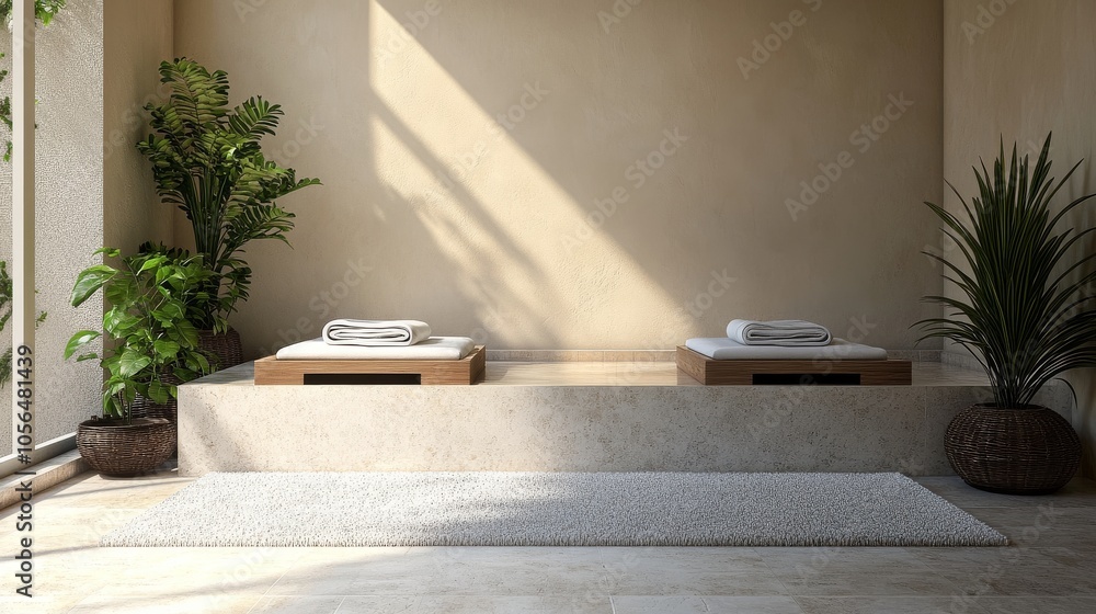 Poster simple spa setup with a minimalist approach to tranquility.