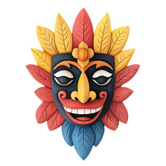Obraz premium Vector illustration of a Balinese Barong mask with fire and dragon design