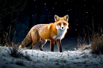 Obraz premium Mesmerizing Red Fox Silhouetted Against the Twilight Sky