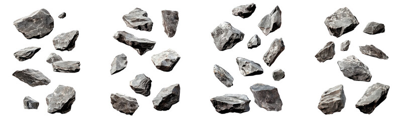 Naklejka premium High-Quality PNG Isolated falling rocks Isolated on White Background – High Resolution