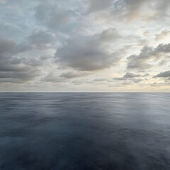 Dark Blue Ocean Under Stormy Cloudy Sky - Photo