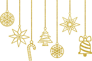 gold christmas hanging ornaments for banner