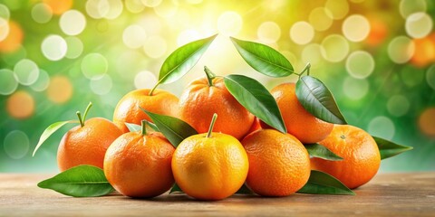Vibrant, fresh orange mandarins adorned with lush green leaves, beautifully isolated against a  background. Perfect for designs that celebrate juicy, citrusy goodness.