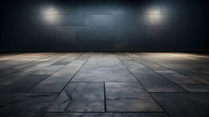 Fototapeta premium Dark Slate Wall and Wood Floor Background