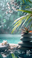 Obraz premium Conceptual image of a relaxing spa setting with artistic elements.