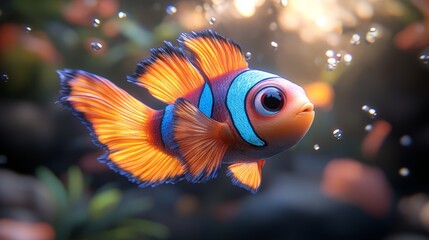 Cute Orange and Blue Fish with Big Eyes