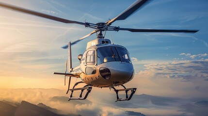 Detailed photo of a helicopter in flight.