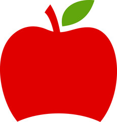 simple apple red  with green leaf