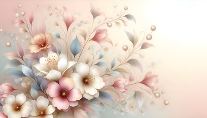 background illustration, delicate floral pattern in pastel colors, unique background for publications, presentations, wallpapers, covers, packaging