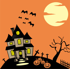 Halloween haunted house vector illustration