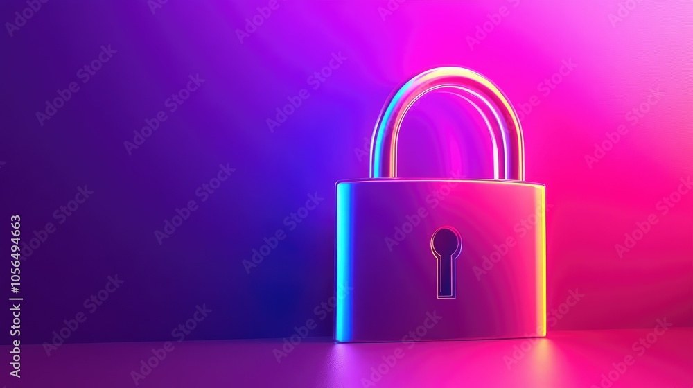 Poster a colorful digital lock shines softly, with dynamic data streams flowing from it, showcasing the vit