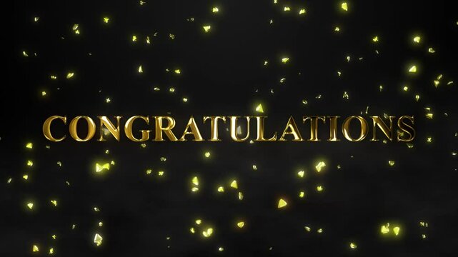 Golden congratulations word on falling down confetti